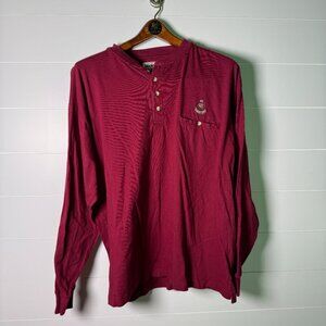 Cowboy Code Long Sleeve Cotton 3 button Henley Shirt with pocket Men's Large